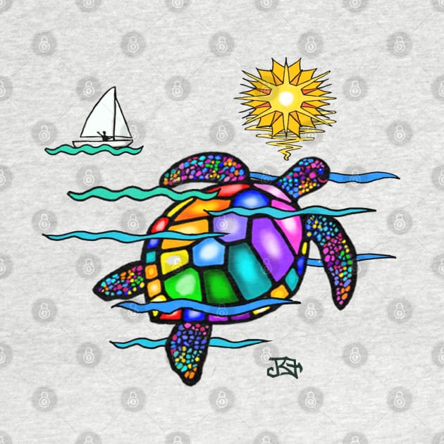 Colorful Sea Turtle in "Stained Glass" Style by Dogs Galore and More